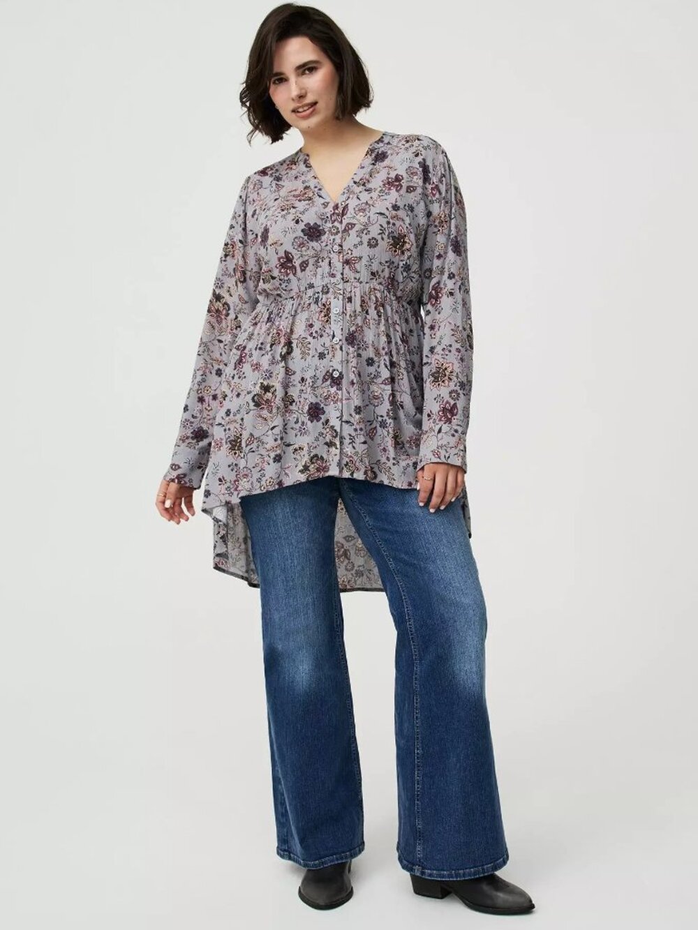 Torrid  Babydoll Tunic Top In Madison Jacobien (Flower Print)